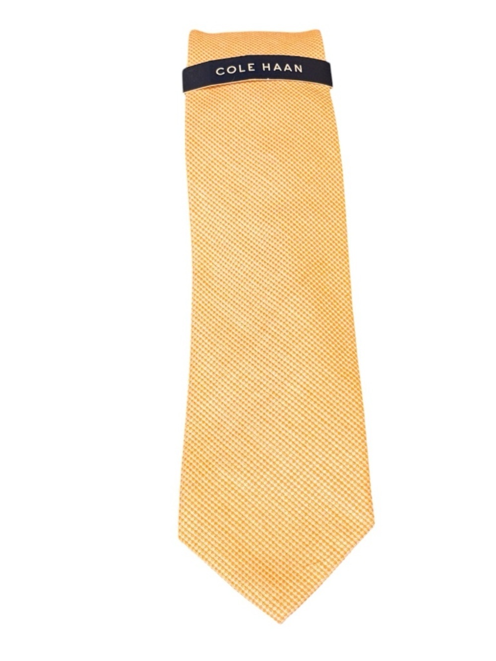 Cole Haan Necktie NWT Peach Orange Micro Houndstooth Cotton Silk Blend Preppy